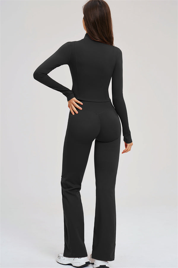 The Sizzle Zip Jacket Sports Bra Flared Leggings 3-Piece Set