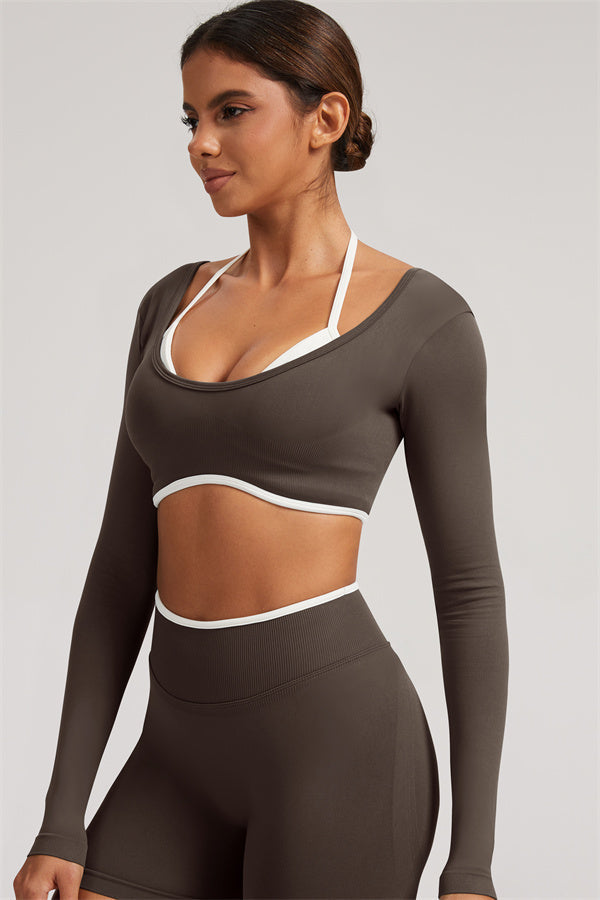 The Elevate Long Sleeve Crop top Shorts 2-Piece Set