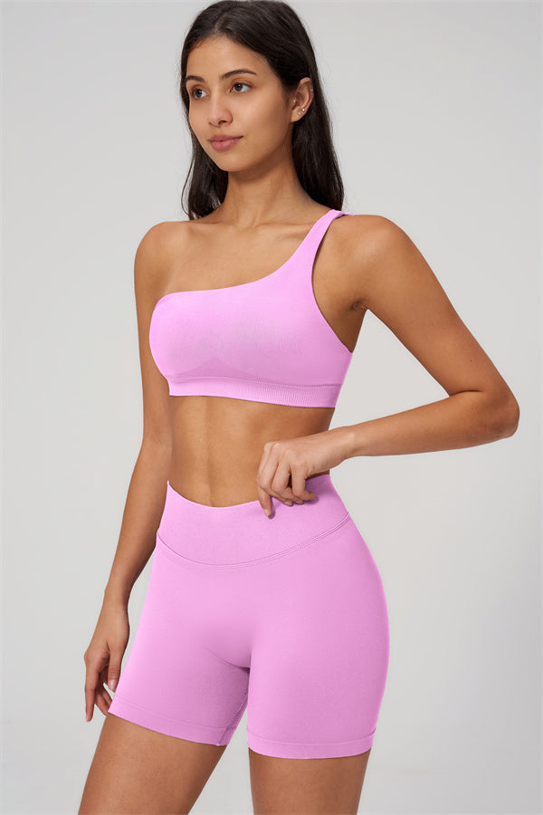 The Empower One-Shoulder Sports Bra Shorts 2-Piece Set