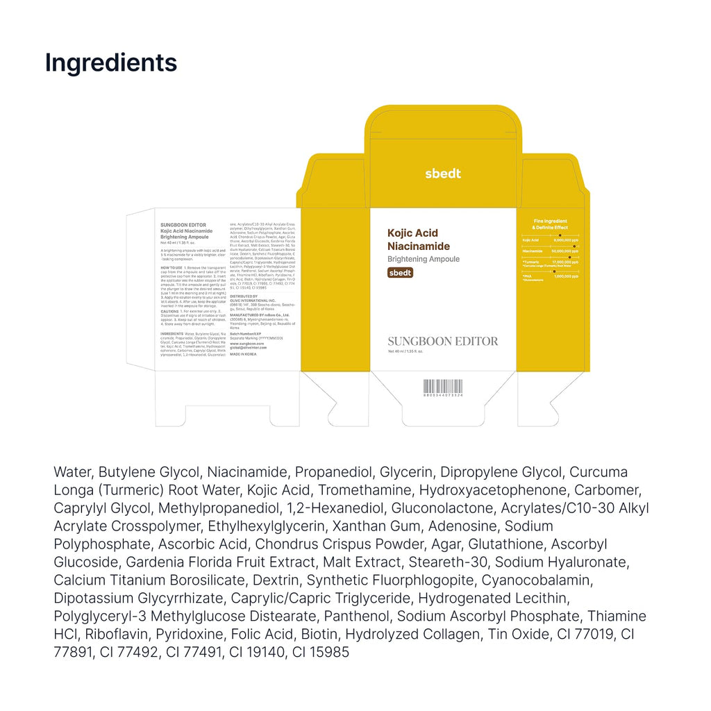 Sungboon Editor Kojic Acid Niacinamide Brightening Ampoule