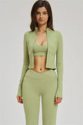 The Sizzle Zip Jacket Sports Bra Flared Leggings 3-Piece Set