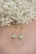 Beautiful Green and Pearl Drop Earrings