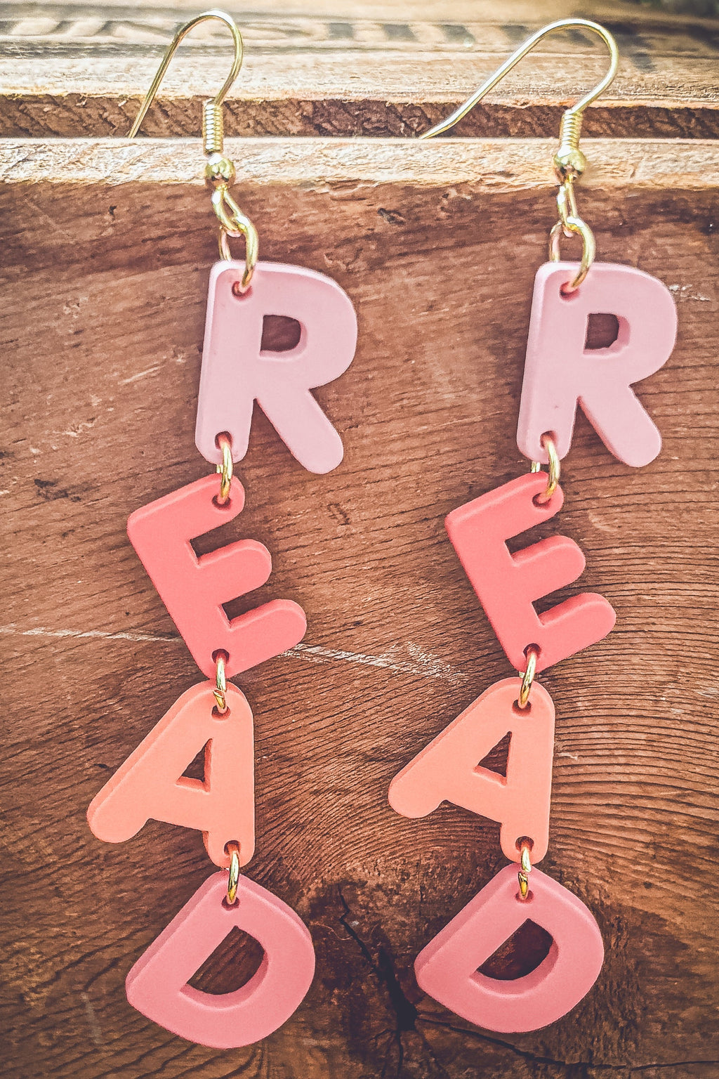 Adorable Pink R-E-A-D Earrings