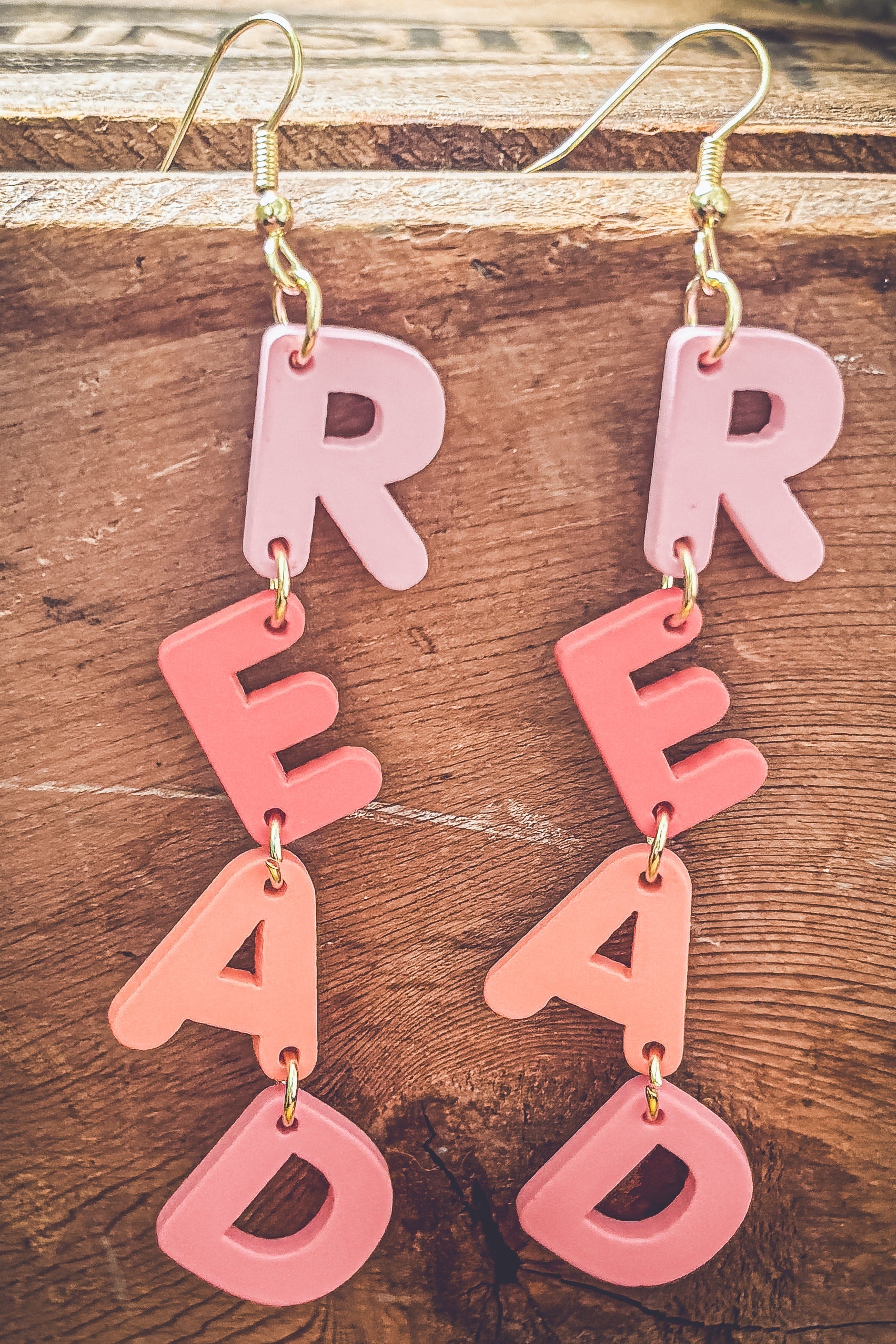 Adorable Pink R-E-A-D Earrings