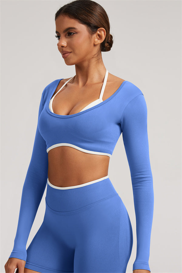 The Elevate Long Sleeve Crop top Shorts 2-Piece Set