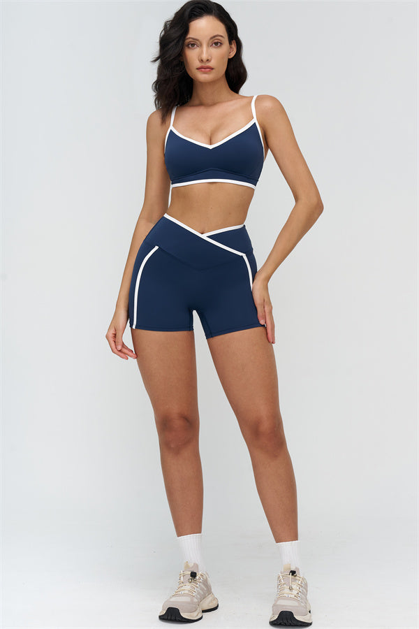 The Crave Contrast Sports Bra Shorts 2-Piece Set
