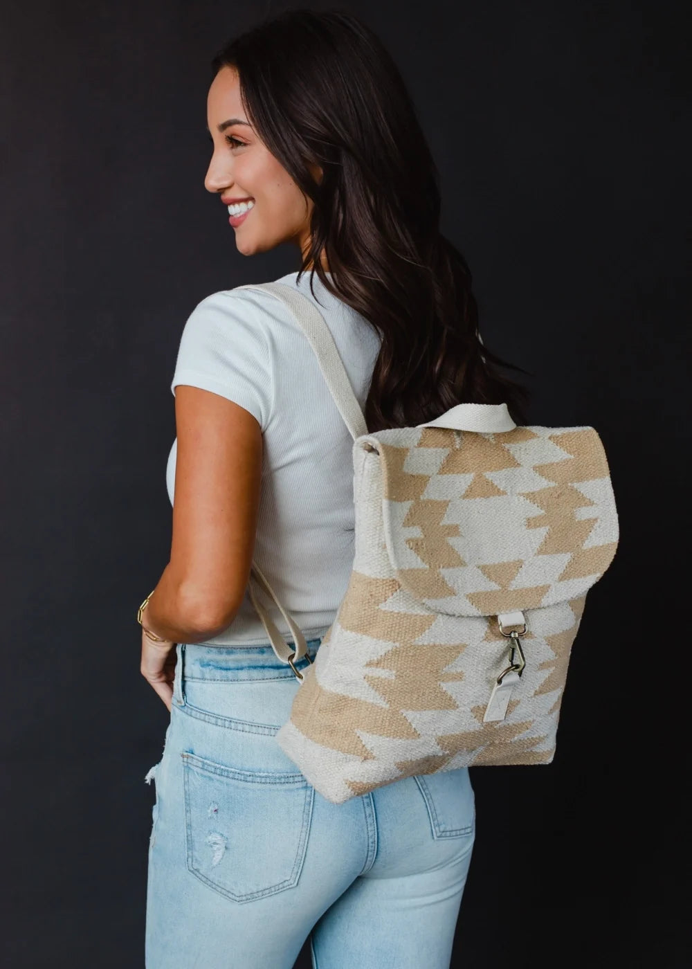 Cream & Tan Aztec Backpack