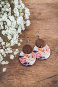 Pretty Pink Wood and Cork Mural Earrings