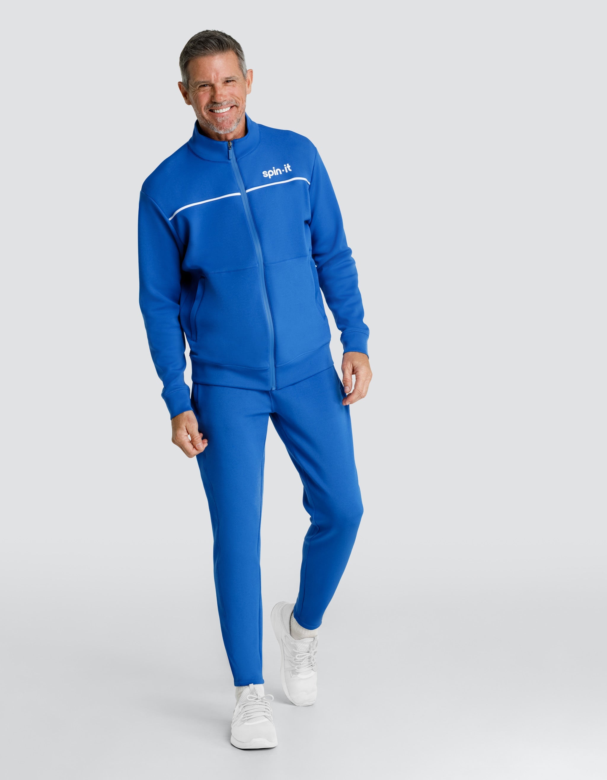 EURO MOCK NECK ZIP FRONT JACKET - MONACO BLUE