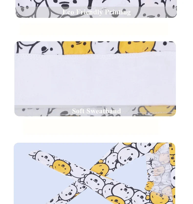 Cute Bear Print Surgical Caps for Long Hair