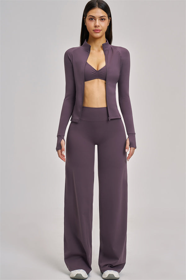 The Swoon Jacket Sports Bra Flared Leggings 3-Piece Set