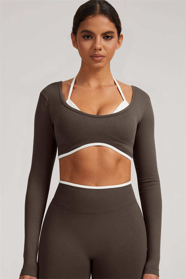 The Elevate Long Sleeve Crop top Shorts 2-Piece Set