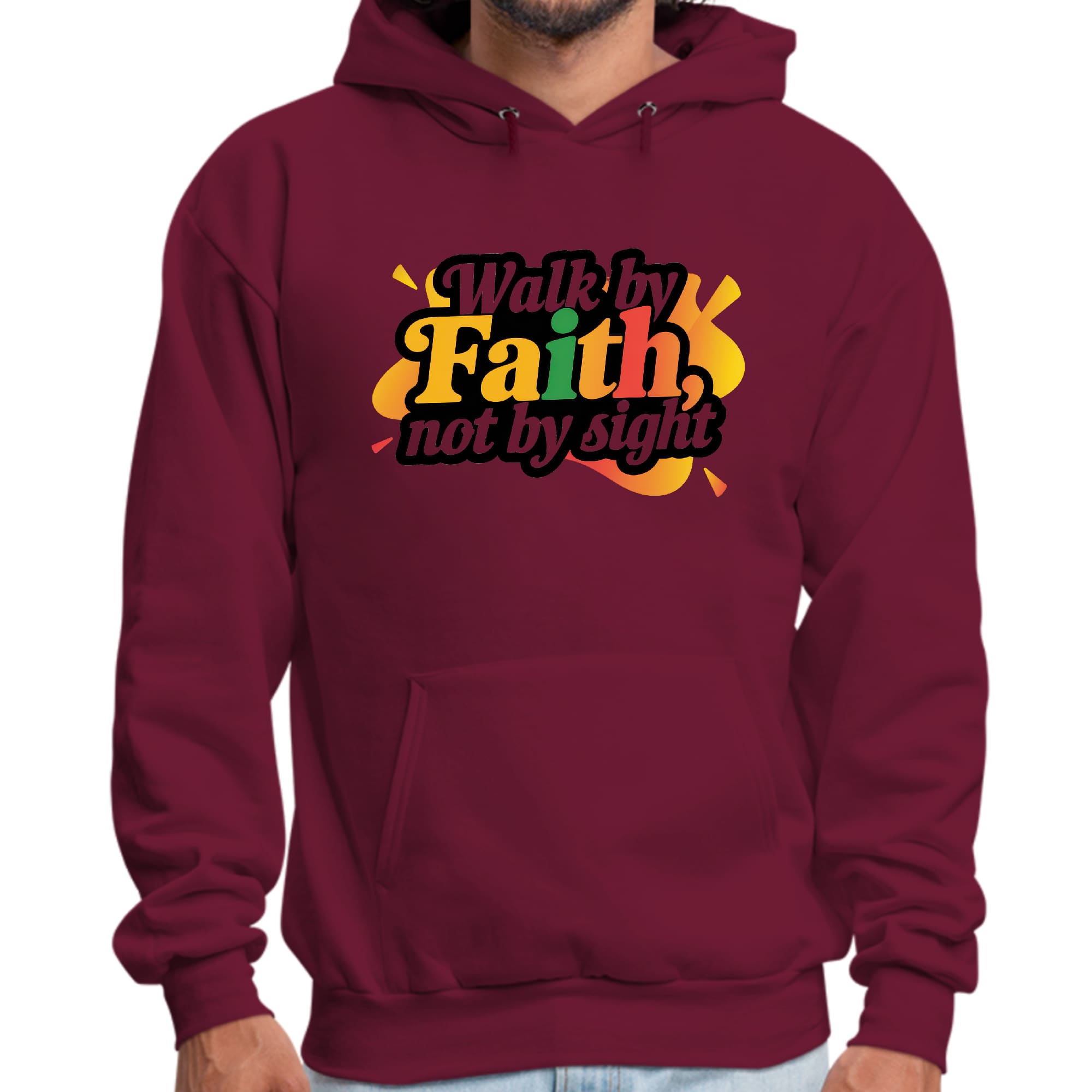 Mens Graphic Hoodie Walk by Faith - not by Sight