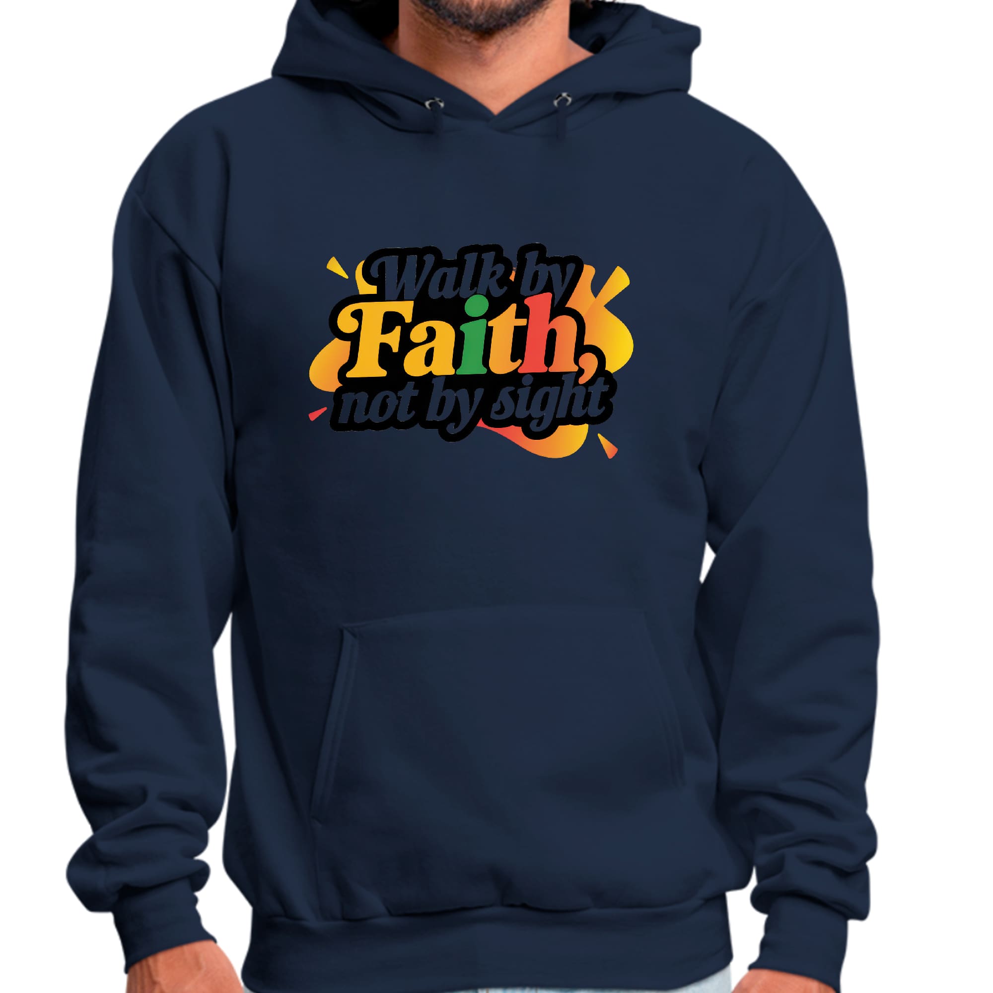 Mens Graphic Hoodie Walk by Faith - not by Sight