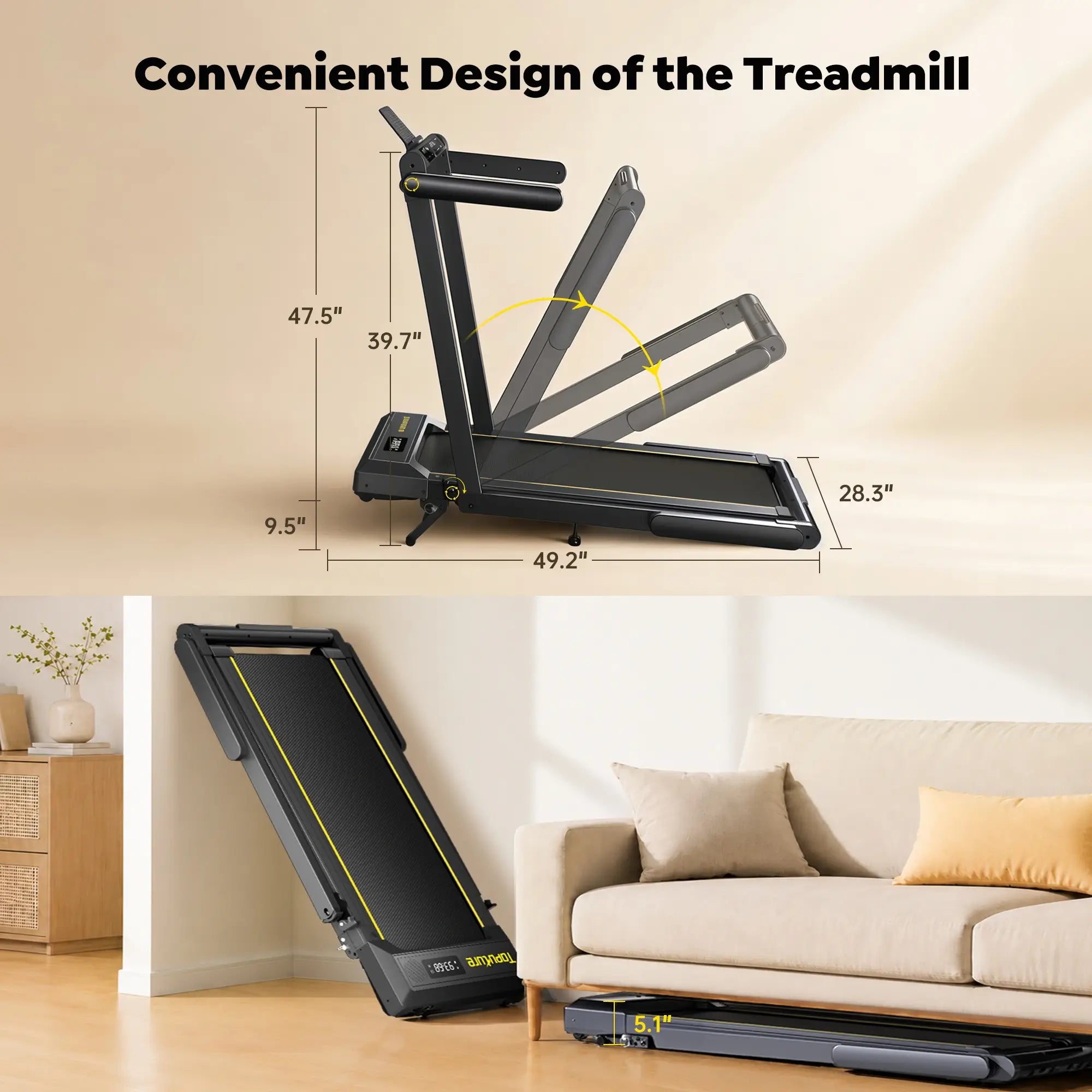 Toputure TP5 Foldable Treadmill with 12% Incline