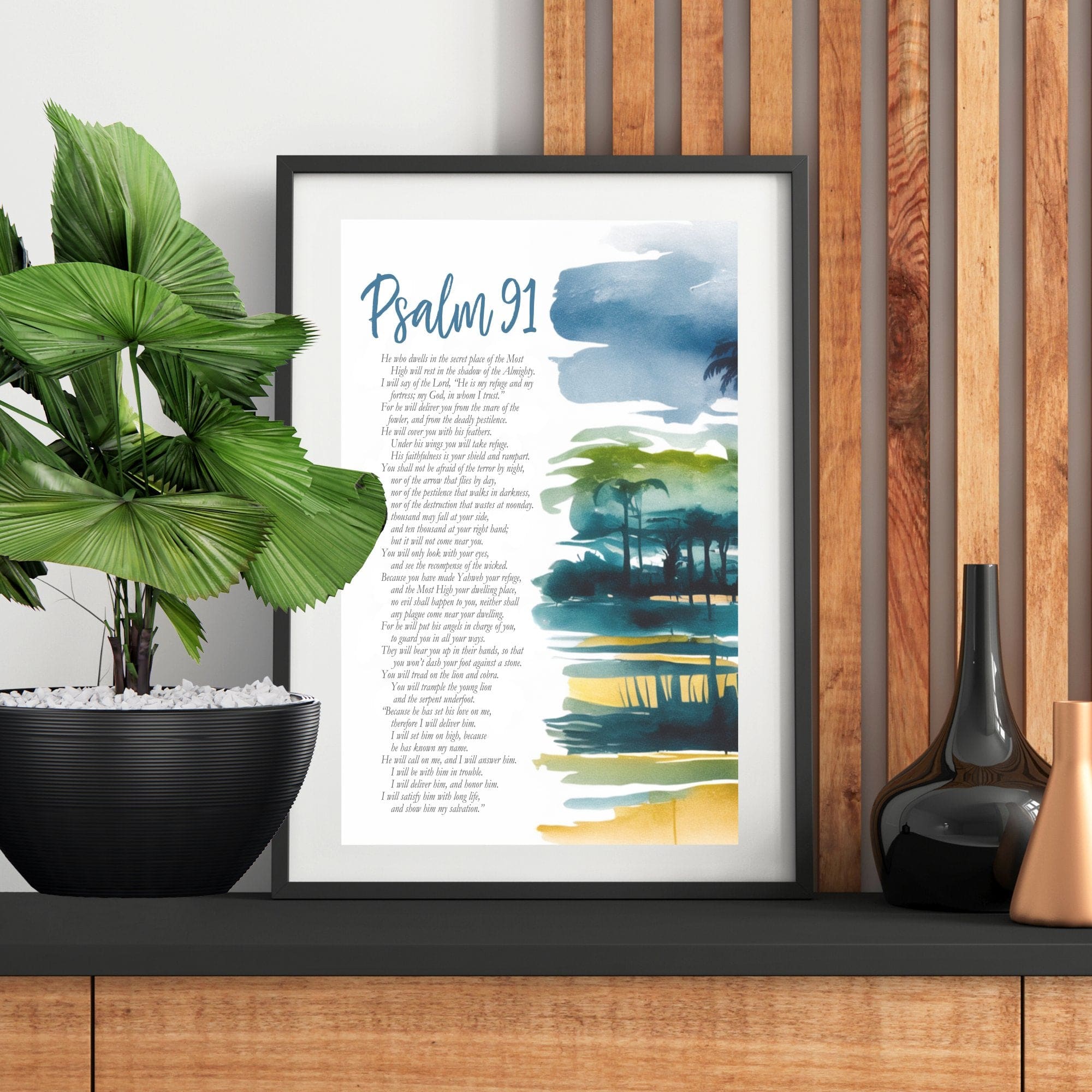 Wall Decor Giclee Poster Art Print - Psalm 91 Inspiration